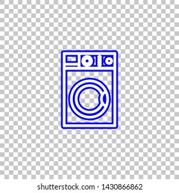 Washing machine sign. Red, white and contour icon at transparent background. Illustration.