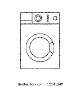 Washing machine sign. Vector. Black icon from many ovelapping circles with random opacity on white background. Noisy. Isolated.