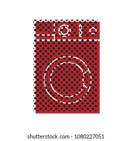 Washing machine sign. Vector. Brown icon with shifted black circle pattern as duplicate at white background. Isolated.