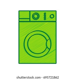 Washing machine sign. Vector. Lemon scribble icon on white background. Isolated