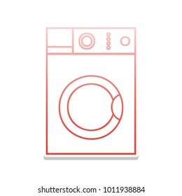 Washing machine sign. Vector. Reddish icon with white and gray shadow on white background. Isolated.