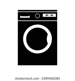 Washing Machine Silhouette. Black and White Icon Design Elements on Isolated White Background