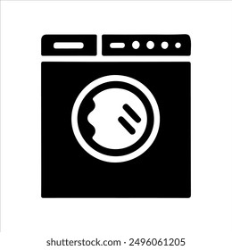 Washing machine silhouette on white background. Washing machine icon sign illustration design.