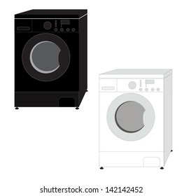 WASHING MACHINE silhouette and outline vector