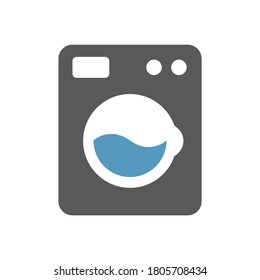 Washing machine simple icon. Black isolated vector symbol.
