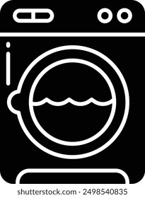 Washing machine solid glyph vector illustrations