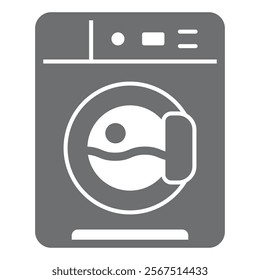 Washing machine solid icon, laundry service concept. Vector graphics. Water washer for clothes, cloth sign on white background, glyph style icon for mobile or web design