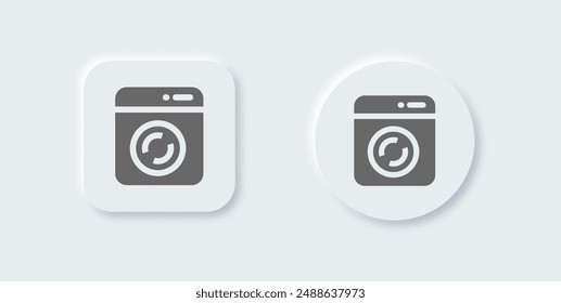 Washing machine solid icon in neomorphic design style. Laundry signs vector illustration.