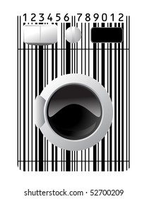 washing machine stylized with barcode