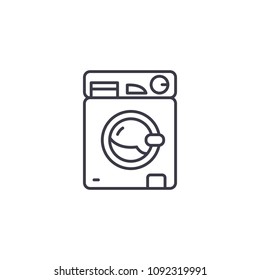Washing machine symbol linear icon concept. Washing machine symbol line vector sign, symbol, illustration.