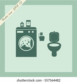 Washing machine and toilet vector icon
