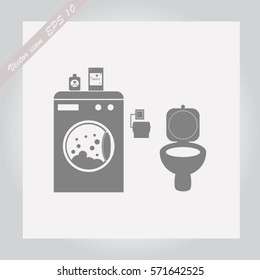 Washing machine and toilet vector icon