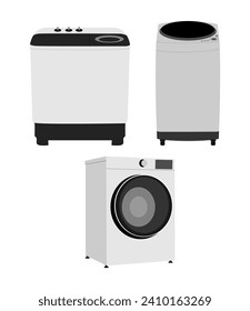 Washing machine, top loader, front loader for laundry illustration vector design