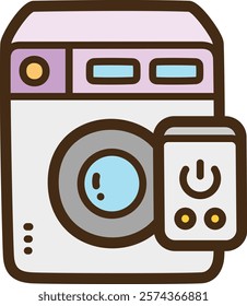 Washing machine vector doodle illustration and graphic