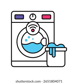 Washing Machine Vector Filled outline illustration style icon. EPS 10 file