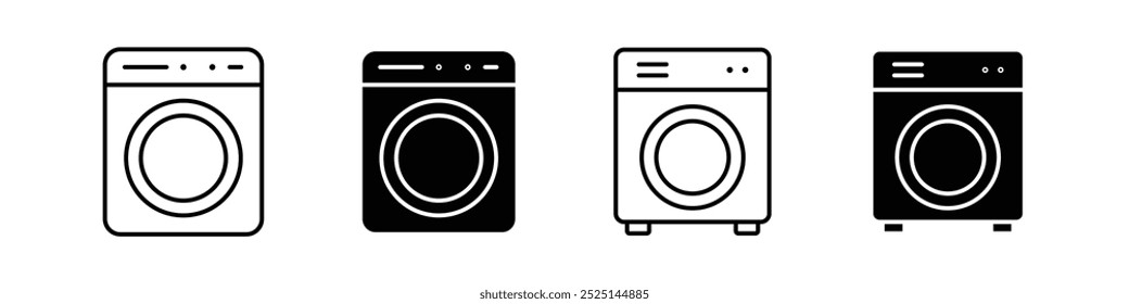 washing machine vector filled and outlined iconss collection