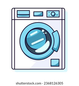 Washing Machine Vector Flat Illustration. Perfect for different cards, textile, web sites, apps 