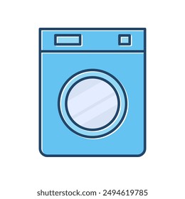 Vector de lavadora, diseño de color azul sobre fondo blanco.