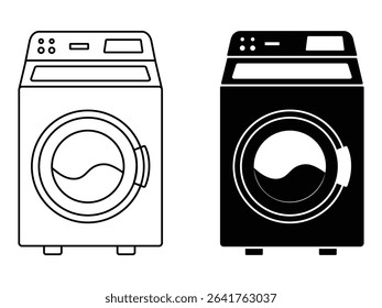 Washing machine vector icon design. Silhouette of washing machine symbol and sign. Vector illustration of washing machine, cloth cleaner.
