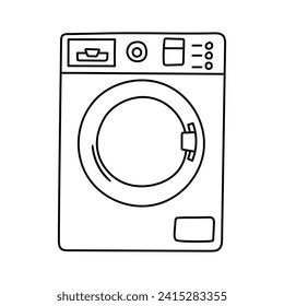 Washing machine vector icon in doodle style. Symbol in simple design. Cartoon object hand drawn isolated on white background.
