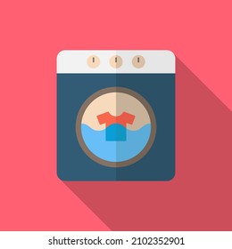 washing machine vector icon, flat design, long shadow