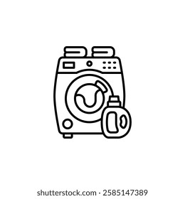 washing machine vector icon. home appliance icon line style. perfect use for logo, presentation, website, and more. modern icon design outline style