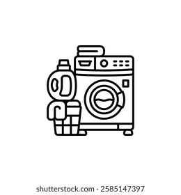 washing machine vector icon. home appliance icon line style. perfect use for logo, presentation, website, and more. modern icon design outline style