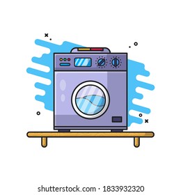 Washing machine Vector Icon Illustrations. Food and Drink Icon Concept White Isolated. Flat Cartoon Style Suitable for Web Landing Page, Banner, Sticker, Background