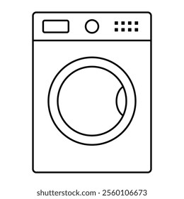 Washing machine vector icon. Laundromat and home appliance symbol. Washer outline silhouette for laundry services, cleaning equipment, and domestic use design. Isolated on white background.