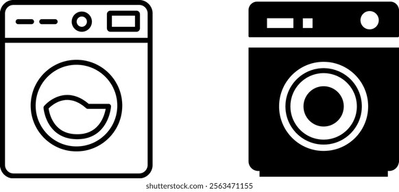 "Washing Machine Vector Icon Set for Household and Laundry Use"