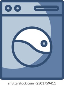 washing machine vector icon transparent background. replaceable blue color design