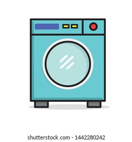 Washing machine vector illustration with blue background isolated on white background
