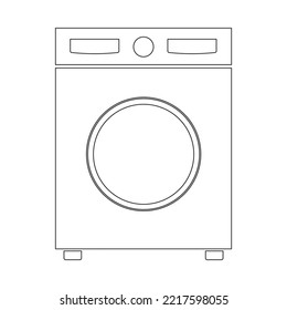 Washing Machine Vector Illustration Eps Graphic Black Single Color Icon  Outline Line Drawing