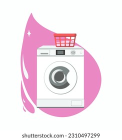 Washing machine vector illustration. Laundry, household appliances. The background is isolated.