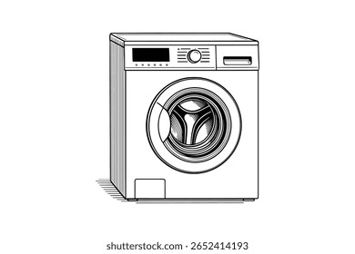 Washing Machine Vector Illustration Laundry Appliance Home Equipment Isolated