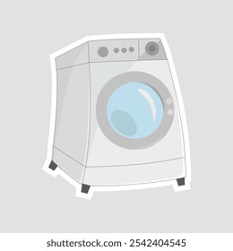 Washing Machine Vector Illustration Sticker – Essential Laundry Appliance Icon for Home Organization, perfect for laundry decor and household organization themes