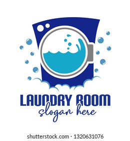 Washing machine vector. Laundry room and dry cleaning logo design template