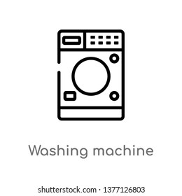 washing machine vector line icon. Simple element illustration. washing machine outline icon from signs concept. Can be used for web and mobile