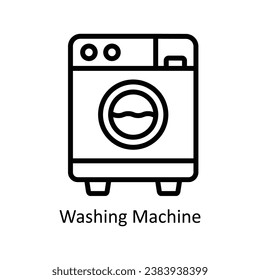 Washing Machine vector  outline Design illustration. Symbol on White background EPS 10 File