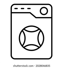 Icono De Contorno Del Vector De La Máquina De Lavado Aislado En Fondo Blanco
