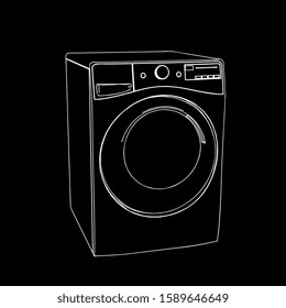 Washing machine. Vector outline illustration.