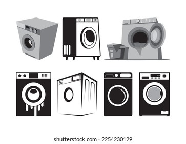 Vector De Máquina De Lavado Para Impresión, Capa De Lavadora, Ilustración Vectorial De Lavadora
