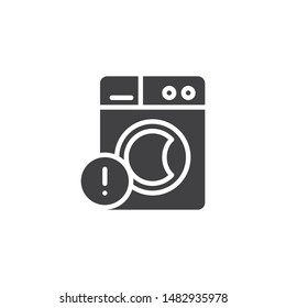 Washing machine warning sign vector icon. filled flat sign for mobile concept and web design. Washer instructions glyph icon. Laundry symbol, logo illustration. Vector graphics