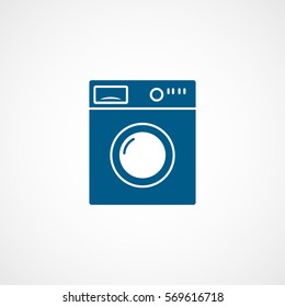 Washing Machine Washer Blue Flat Icon On White Background