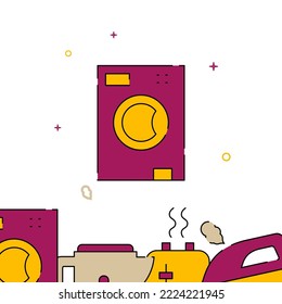 Washing machine, washer filled line vector icon, simple illustration, related bottom border.