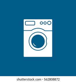Washing Machine Washer Flat Icon On Blue Background