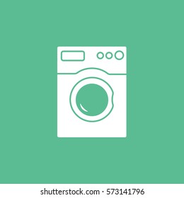 Washing Machine Washer Flat Icon On Green Background