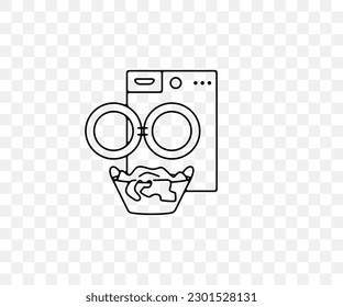 Washing machine, washer, laundry and bathroom, linear graphic design. Wash, household, housekeeping and menage, vector design and illustration