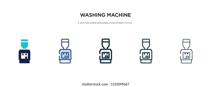 washing machine with water icon in different style vector illustration. two colored and black washing machine with water vector icons designed in filled, outline, line and stroke style can be used