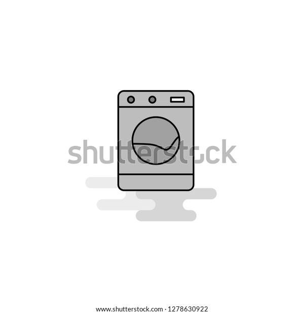 Washing machine  Web Icon. Flat Line Filled Gray\
Icon Vector